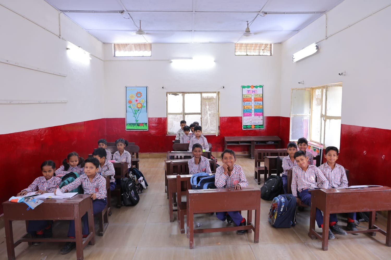 Primary class students at their desks